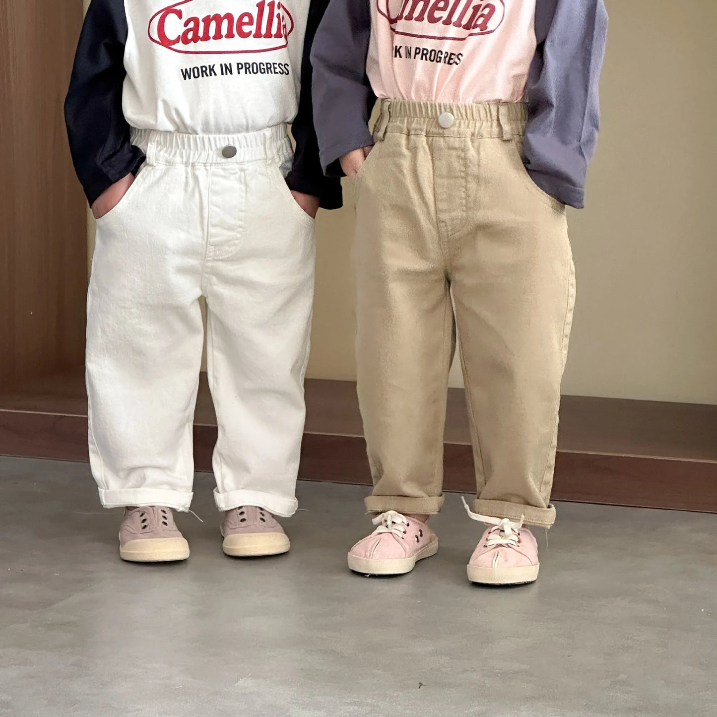 Pants 2026 Spring and Summer New Childrens Clothes Korean Style Boys and Girls Fashion Elastic Pure Cotton Casual Pants