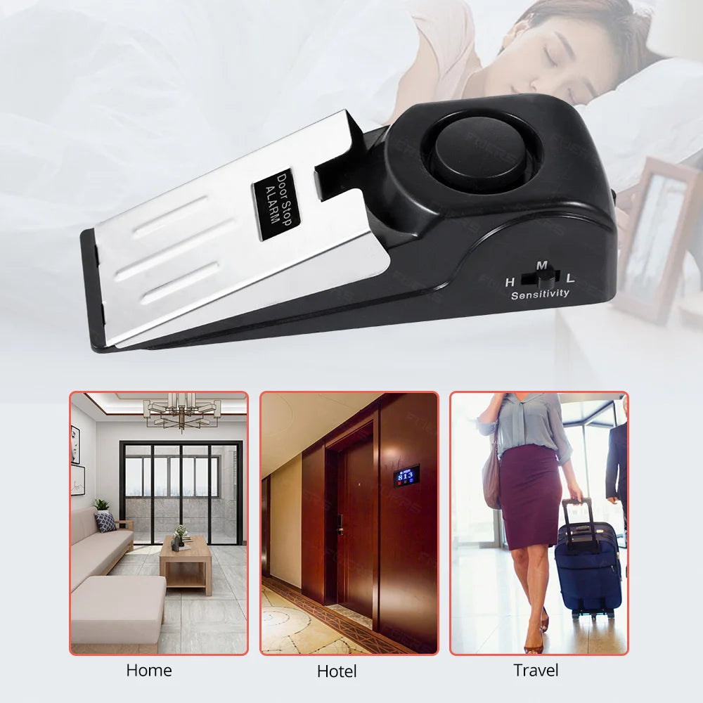 FUERS Door Stop Alarm System 120dB Loud Wireless Home Security Anti-Theft Door Block System Portable Doorstop Preasure Alarm