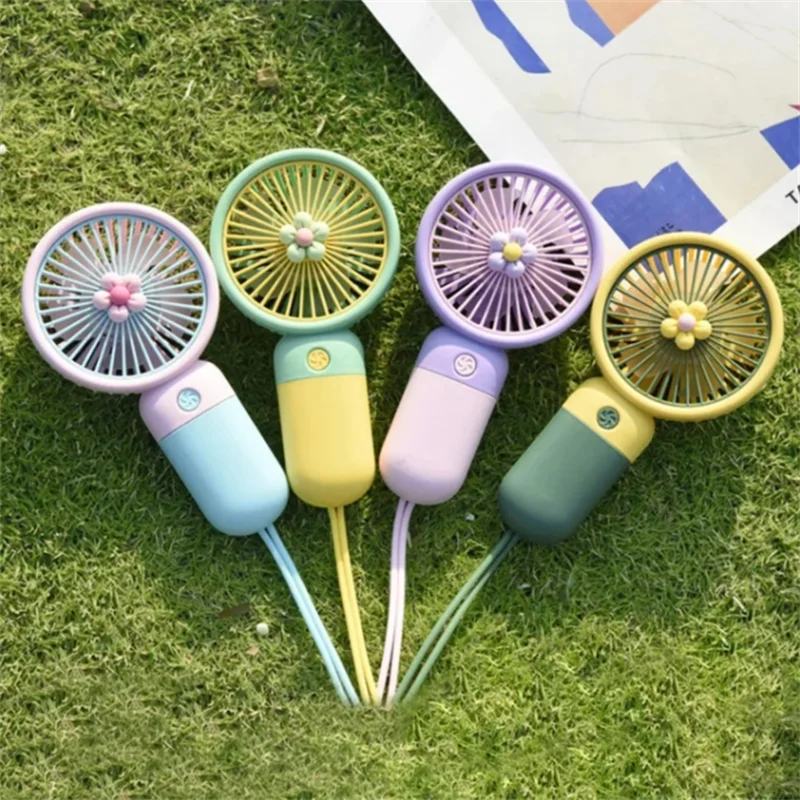 Small fan USB charging with lanyard, small cooling fan desktop cooling fan, summer outdoor personal