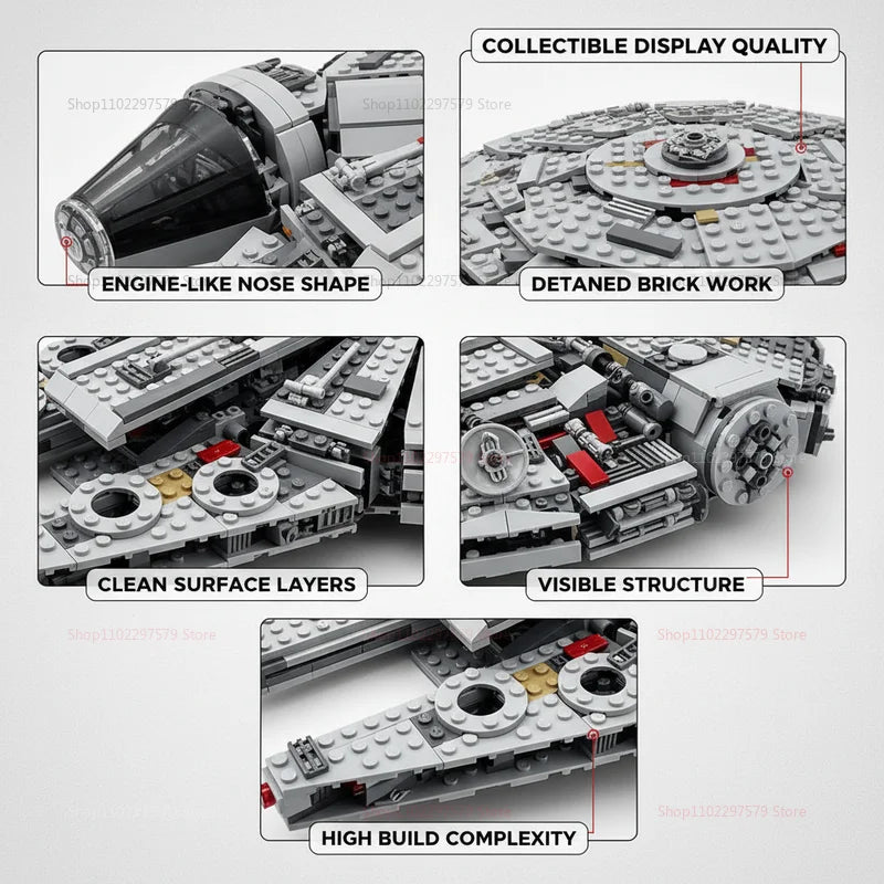 1381Pcs Advanced Spaceship Building Blocks Set Creative Toy for Kids Adults Educational DIY Model Kit Birthday Gifts Collectible