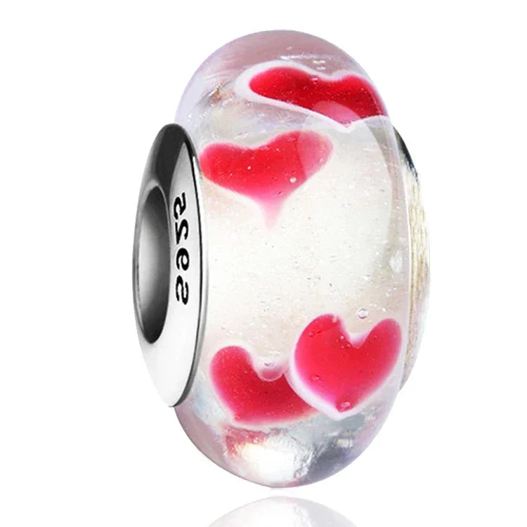 2025classic 925 Sterling Silver Colored Flower Leaf Cosmic Rainbow Murano Glass Charms Beads Fit DIY Bracelet Women Jewelry Gift