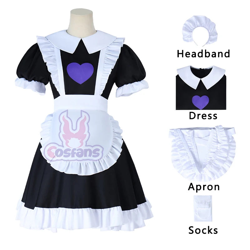 Anime Jax in Maid Dress Cosplay Costumes Jax Maid Uniform The Amazing Digital Circus Role Play Halloween Party Outfit for Girls