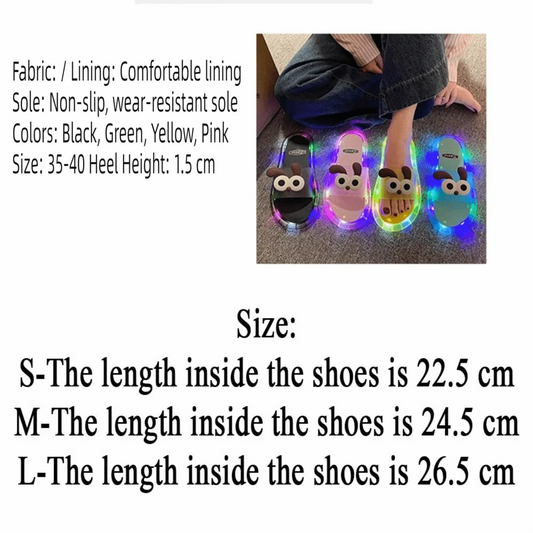 New PVC LED Light Up Slippers Cartoon Puppy Open Toe Luminous Sandals Non Slip Glowing Shoes Indoor Outdoor