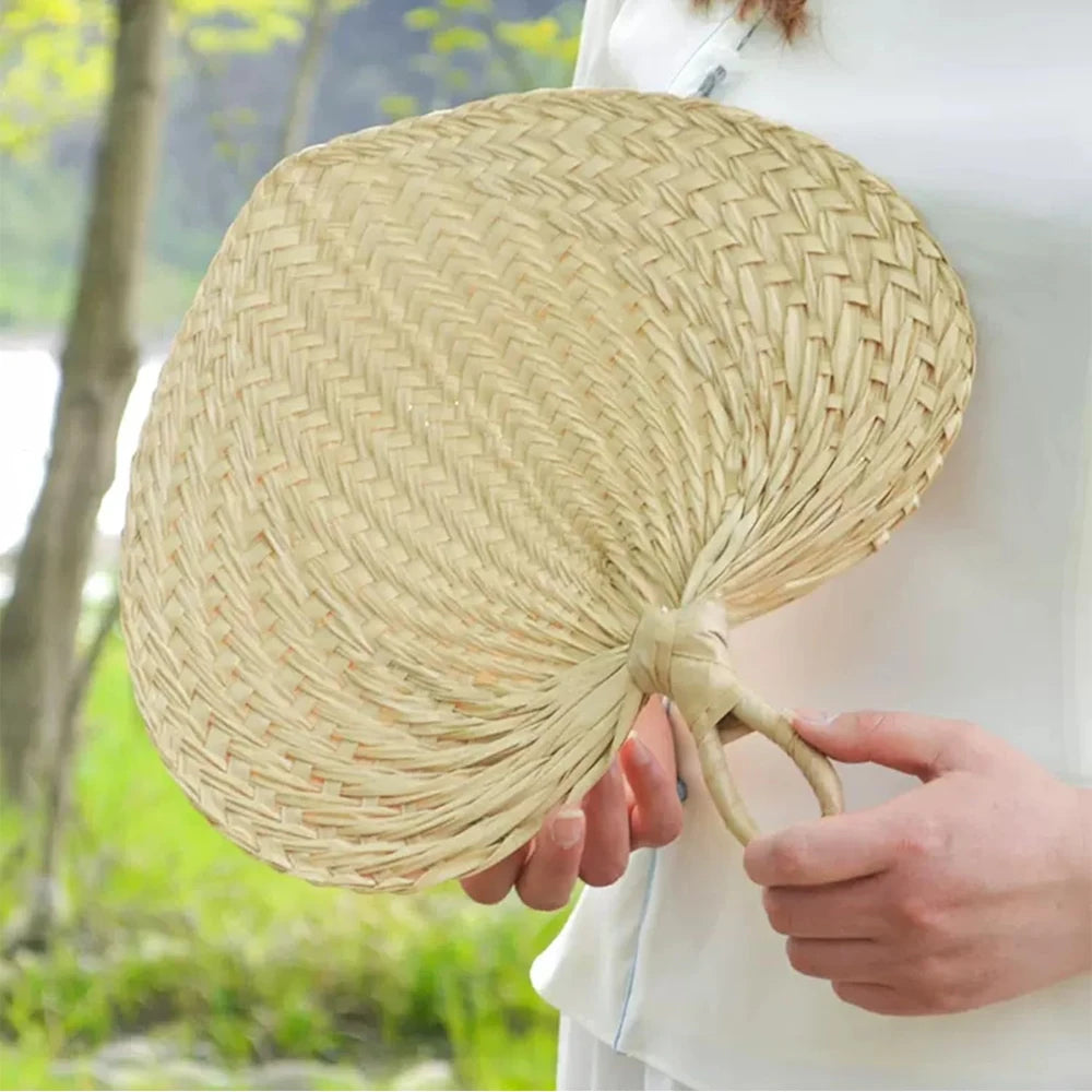 6/12/24Pcs Natural Bamboo Raffia Hand Fans for Wedding Decor Hand Weaving Fan DIY Farmhouse Wall Decor Summer Cooling Supplies