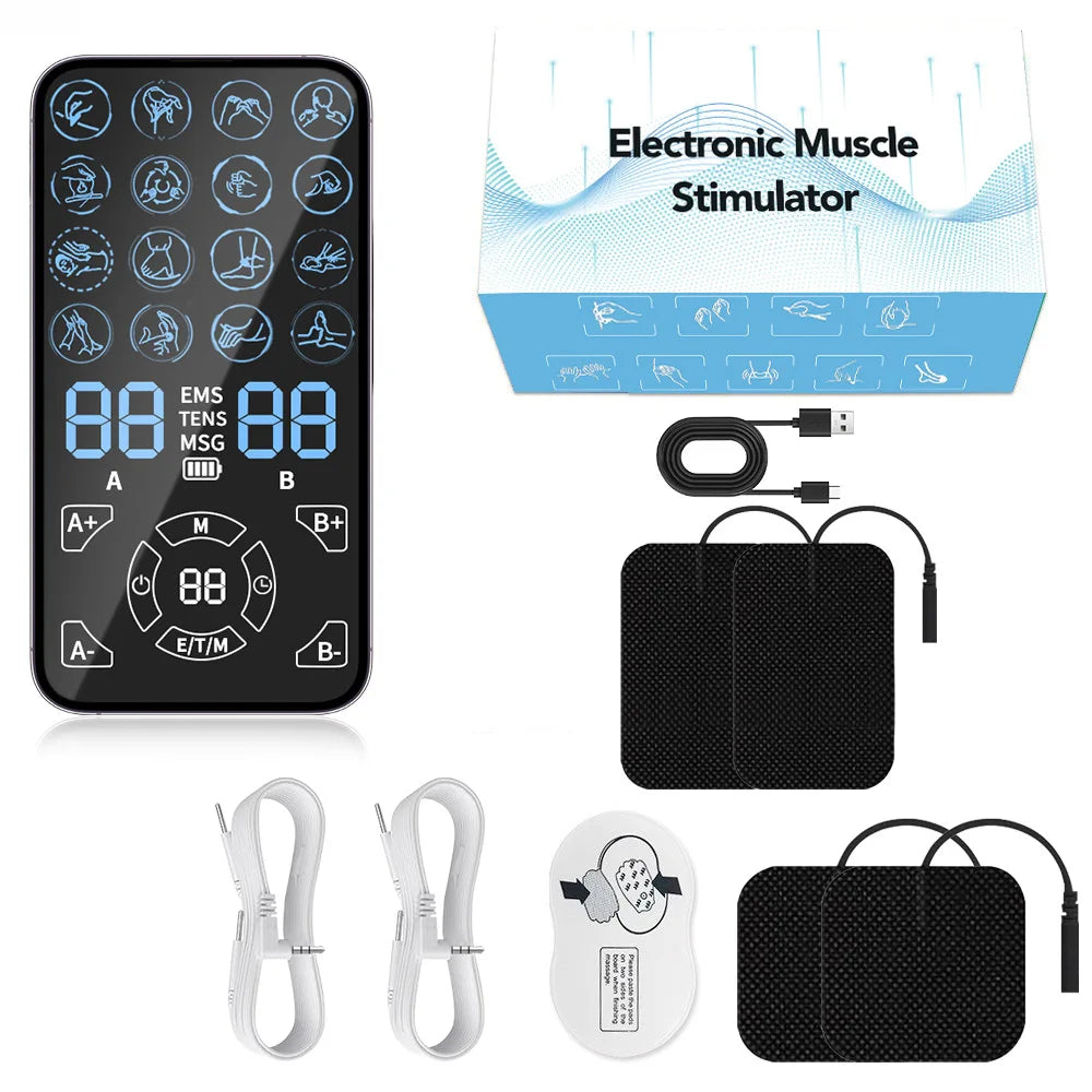 Pain Relief TENS Unit EMS Massager - Professional Muscle Stimulator For Back Shoulder Neck Fitness Recovery