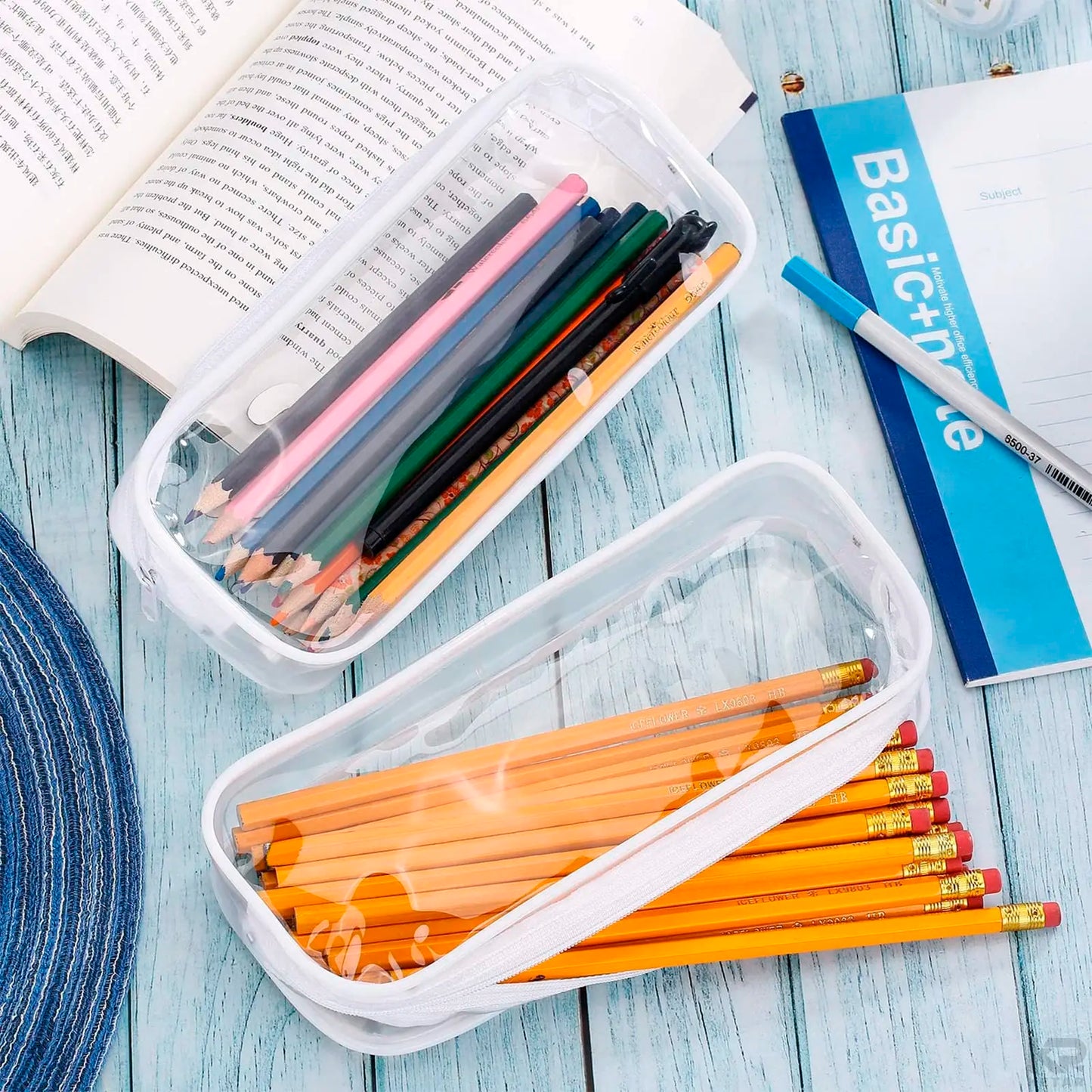 Transparent Pencil Case Zipper Simple style Pen Pouch Large Capacity Pen Bag for Students School&Office Stationary Supplies
