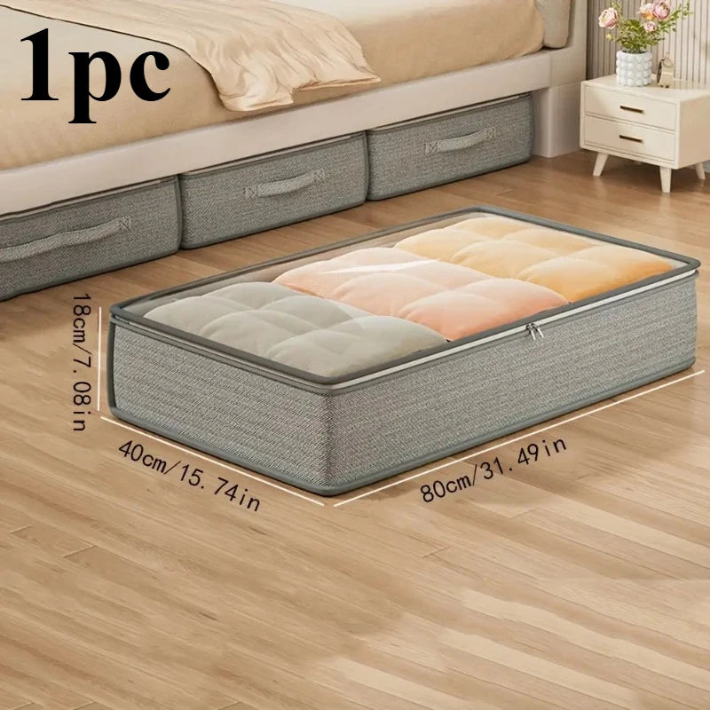 Large Under-Bed Storage Boxes,Stackable Durable Non-Woven Fabric Clothes Organizer Bins ,Ideal for Bedroom Wardrobe Organization