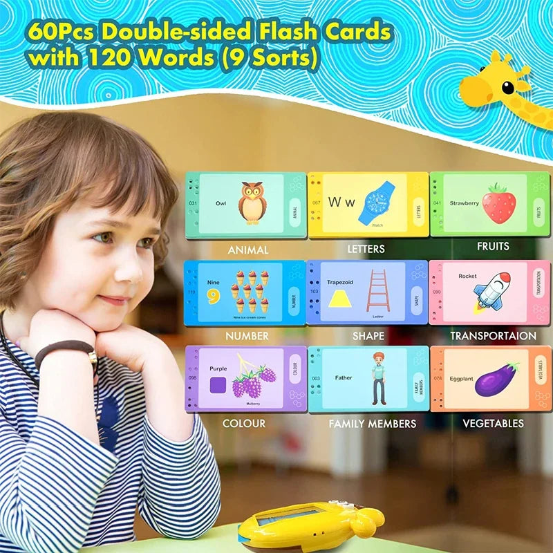 Giraffe Flash Card Reader Sight Words Language Games Learning English Russian Machine Kids Early Education Toy for Toddlers Gift