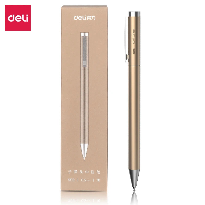 DELI Premium Metallic Signature Pens 0.5mm Gold Silver Gel Ink Smooth Writing Pens for Signing Certificates Awards Menus