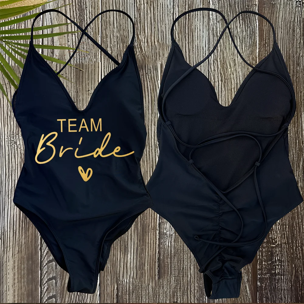 Sexy Padded One Piece Swimsuit Women Team Bride Swimwear Bikini Summer Bathing Suit Plus Size Beachwear Bachelorette Party Lady