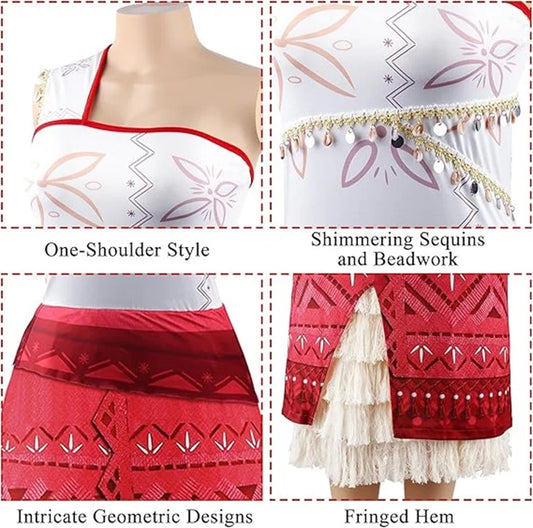Women Movie Cosplay Moana Costume Tassel Skirt Outfits Ocean Adventure Princess Dress For Adult Girl Carnival Halloween Dress Up