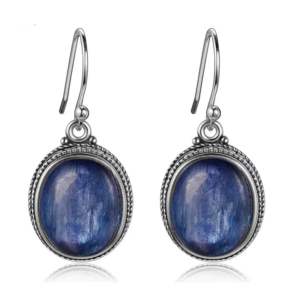 Women's Jewelry S925 Silver Earrings 10*12mm Oval Natural Tiger Eye Drop Earrings Fine Jewelry Engagement Birthday Gift