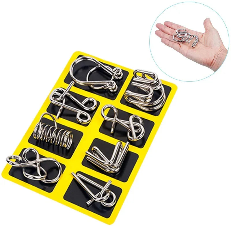 8 Pcs Metal Wire Puzzle Set, Brain Teaser IQ Logic Games for Adults, Challenging Montessori Mind Puzzles for Focus & Skill Train