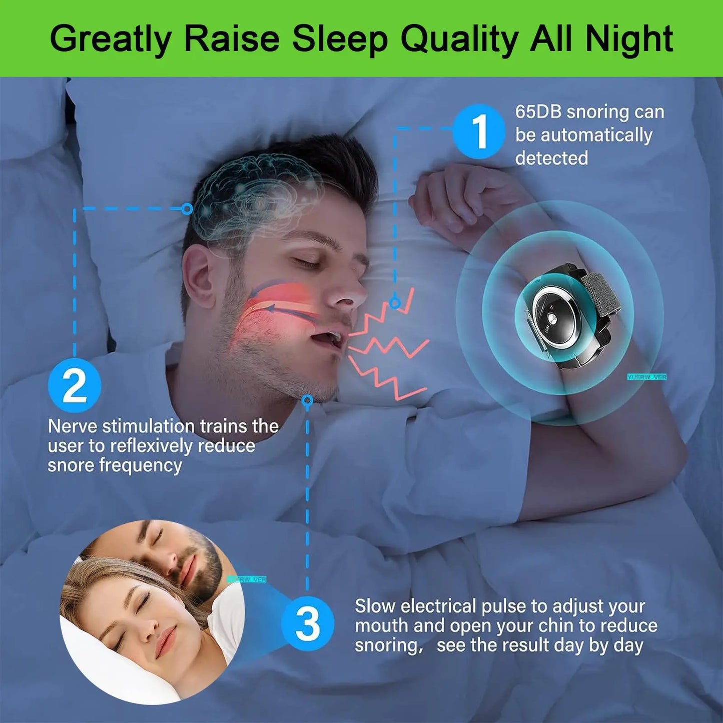EMS Pulse Stop Snore Portable Comfortable Sleep Well Stop Snore Health Care Sleep Apnea Aid USB Smart Anti Snoring Device