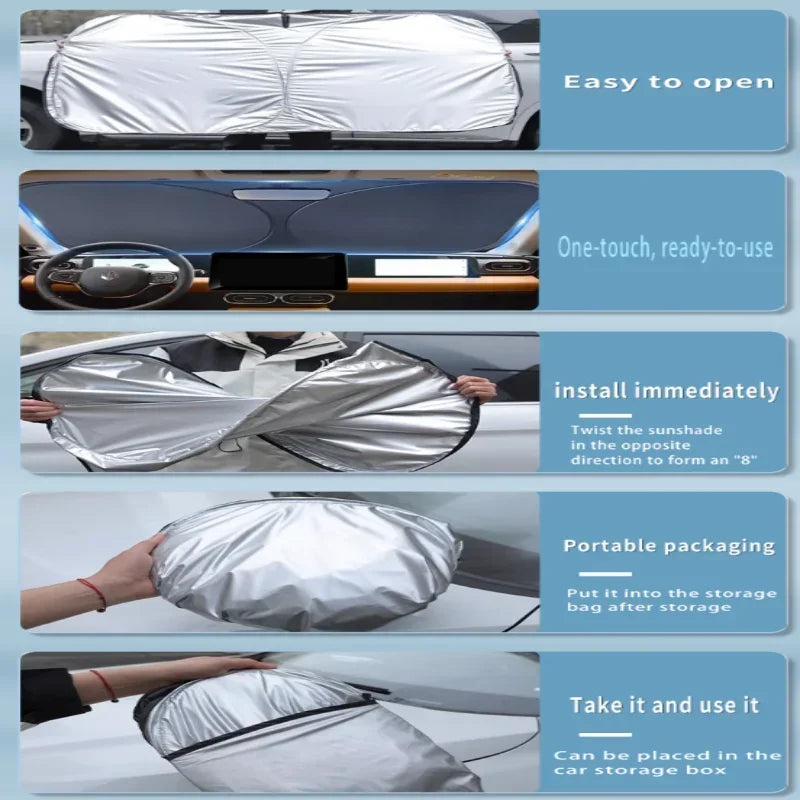 Foldable Car Sun Visor For Zeekr 001 2021~2025 2023 Front Windshield Sunshade Heat Insulation Summer Cooling Auto Accessories