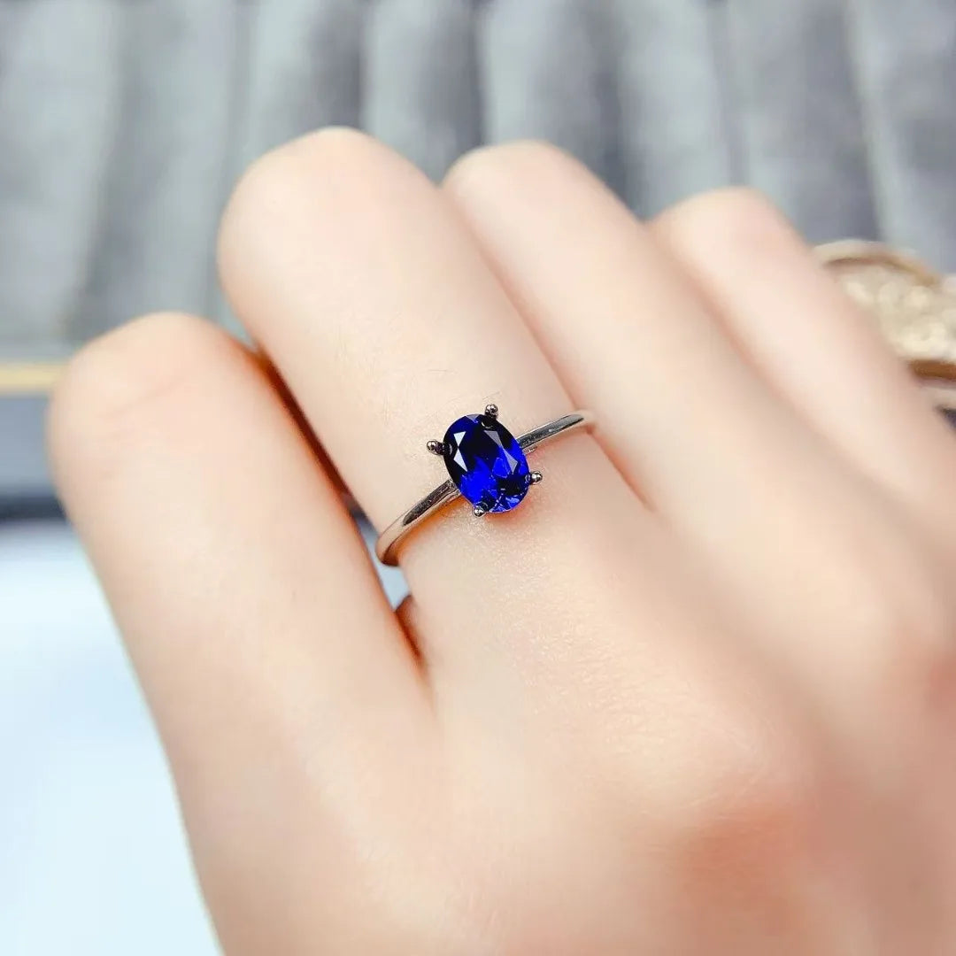 Designer Design Classic Natural Sapphire Ring S925 Sterling Silver Luxury Fashion Jewelry Makes Perfect Elegant Gift