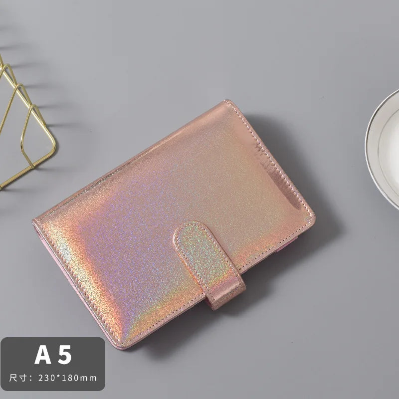 A6/A5 Macaroon Glitter Color PU Leather DIY Binder Only Cover Diary Agenda Planner Paper Cover School Stationery