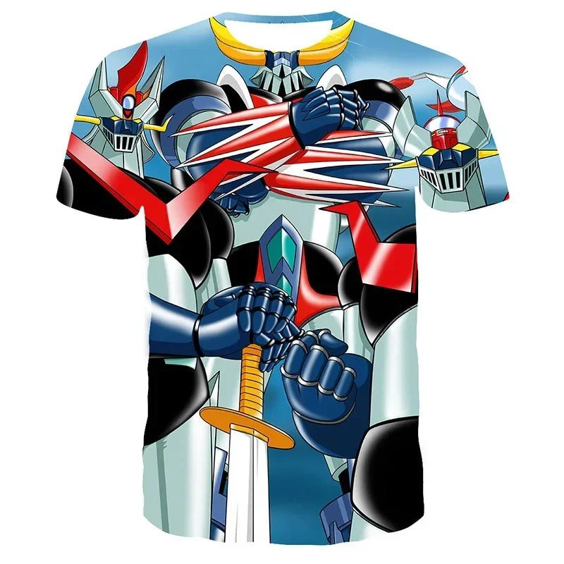Mazinger Z 3D Print T-Shirts Anime Robot Streetwear Men Women Fashion Oversized Short Sleeve T Shirt Kids Tees Tops Man Clothing