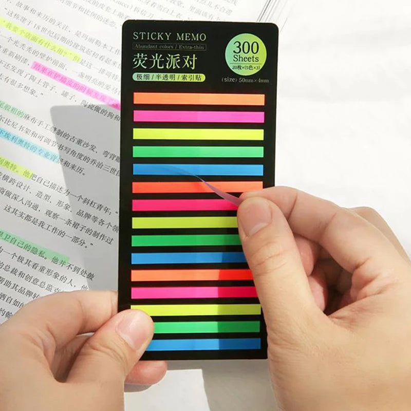 300 Sheets Rainbow Color Index Memo Pad Sticky Notes Paper Sticker Posted It Notepad Bookmark School Supplies Kawaii Stationery