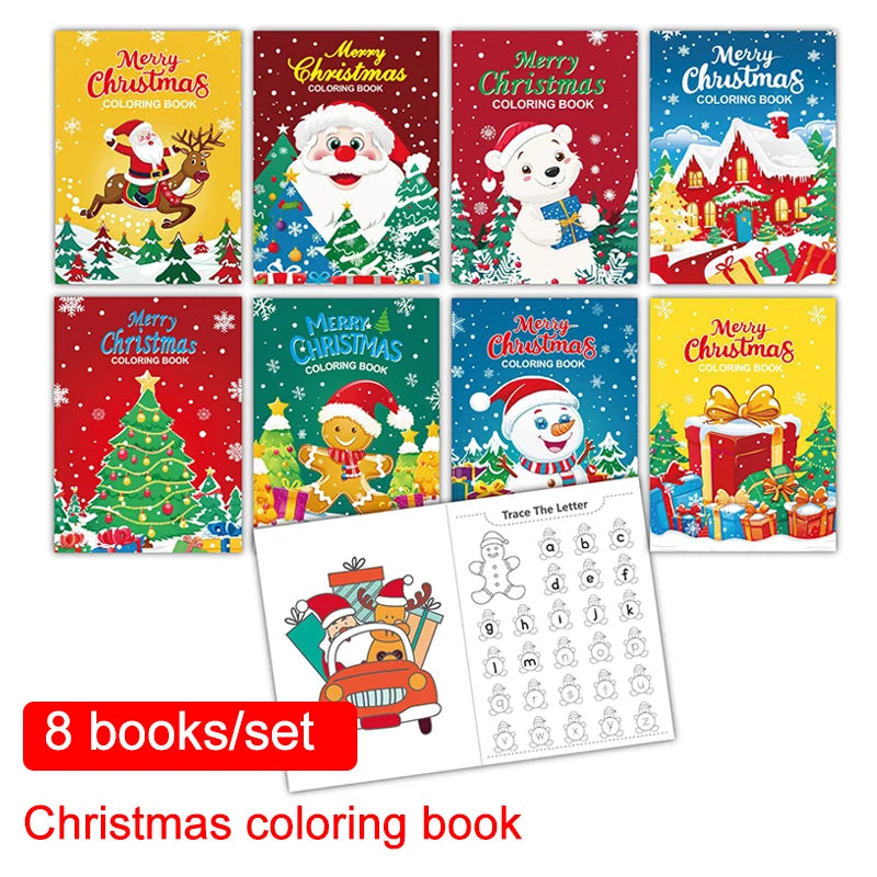Kids Christmas Coloring Book Puzzle Cartoon Painting Coloring Book Holiday Party Theme Christmas Puzzle Coloring Book Toy Gift