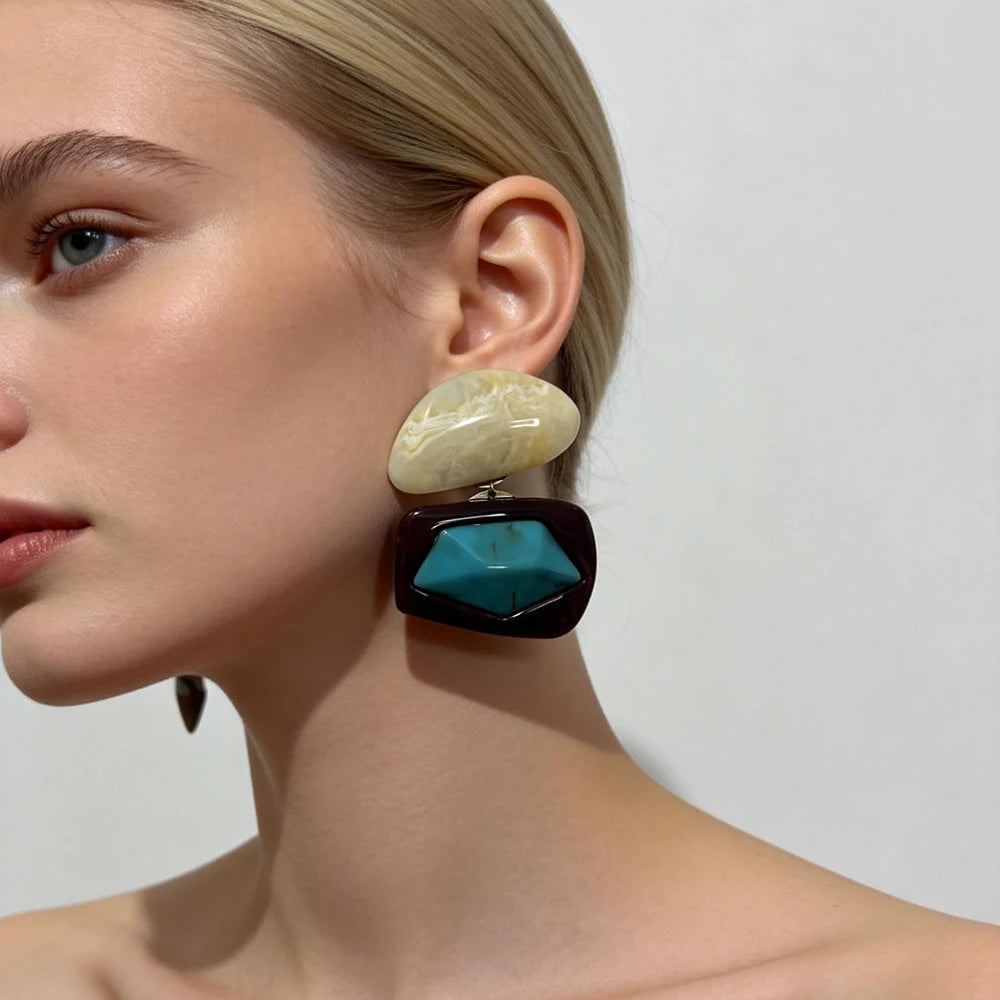 Vintage Summer Resin Drop Earrings For Women Acrylic Geometric Earrings Jewelry Gifts Accessories