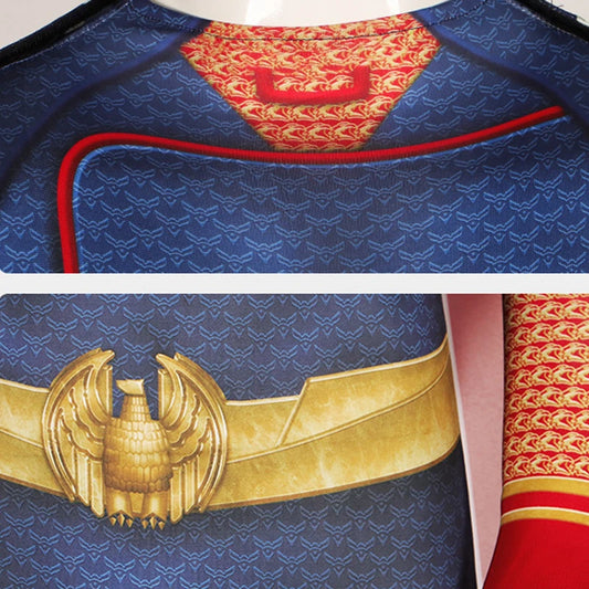 The Boys Homelander Cosplay Costume Adult Spandex Bodysuit Cape Set Superhero John Gillman Antony Starr Outfit for Halloween Cos