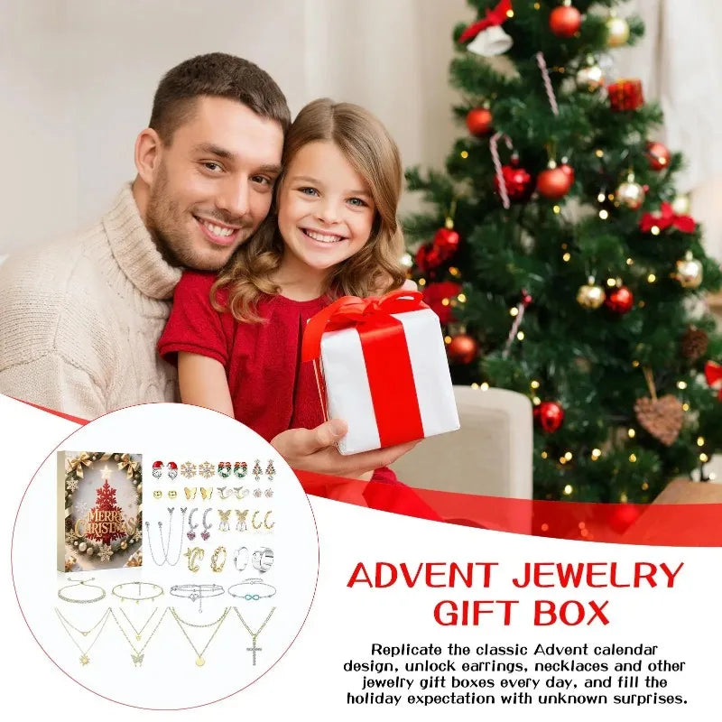 Christmas Jewelry Calendar Advent  Christmas Advent Girls Earring Bracelet Set Holiday Calendar for Women Girl