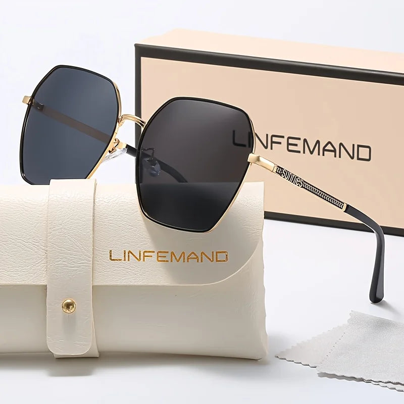 LINFEMAND Classic Metal Frame Gradient Lens Women's Sunglasses UV400 Summer Travel Essential Driving Cycling Festival Gift