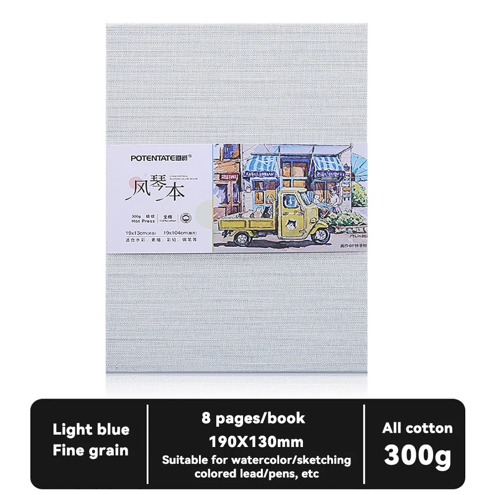 100% Cotton Square Watercolor Sketchbook 300gsm Paper Folded Drawing Pad Organ Sketch Notebook Student Watercolor Journal Book