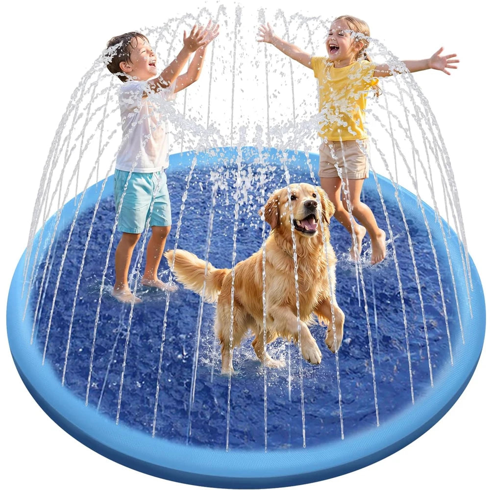100/150/200cm Summer Pet Swimming Pool Inflatable Water Sprinkler Pad Play Cooling Mat Outdoor Interactive Fountain Toy for Dogs