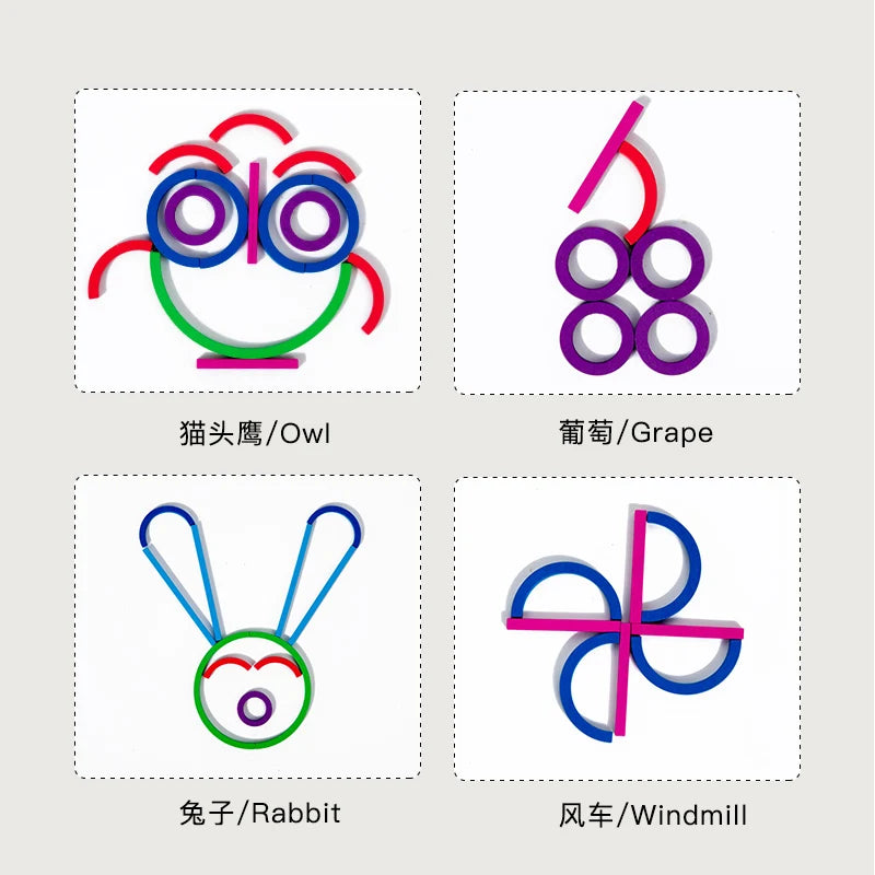 Kids Wooden Ring Early Education Shape Board Kindergarten Wooden Creative Puzzle Building Blocks Match Montessori Education Toys