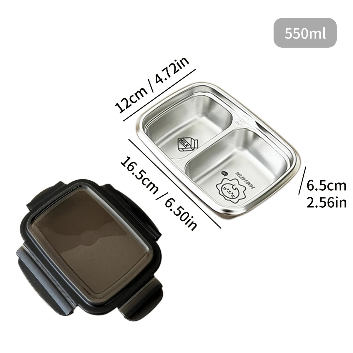 WORTHBUY 2/3 Grids 304 Stainless Steel Lunch Box Portable Leak-proof Food Container Large Capacity Bento Box For Students Adult