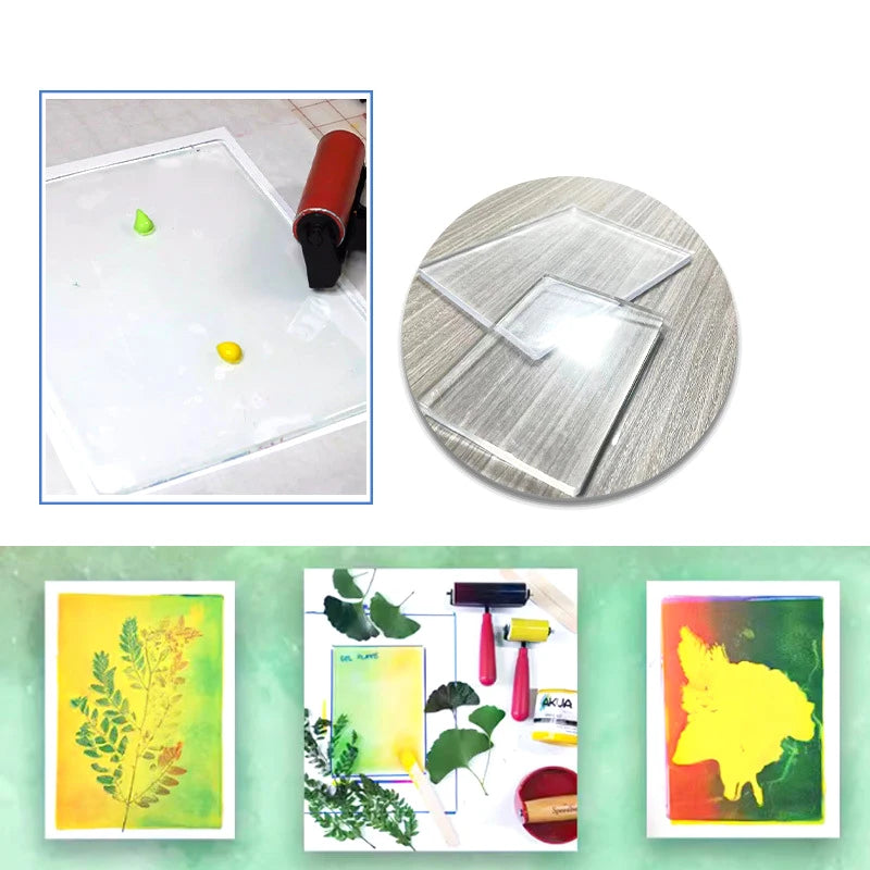 Gel Plate For Paintmaking A4&A5 Size Material With Dual Use Stencils Art Monoprinting Craft Scrapbook Media Gel Printing
