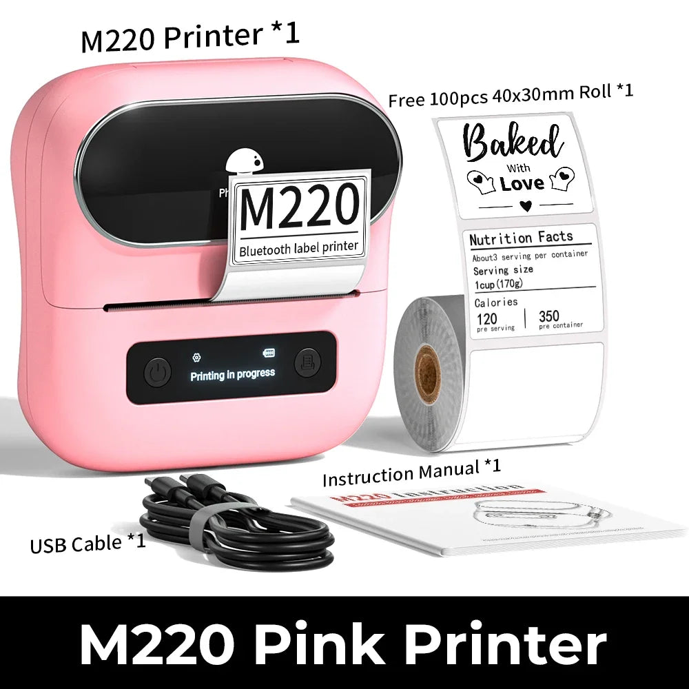 Zodzi M220 Label Printer 75mm Thermal Label Maker for Barcode Address Labeling Mailing File Folder Labels for Phone & PC