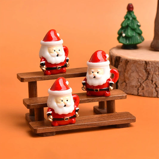 Mini Santa Teacup Ornament - Resin Dollhouse Decor for Christmas Crafts, Fairy Garden & Holiday Gift Displays