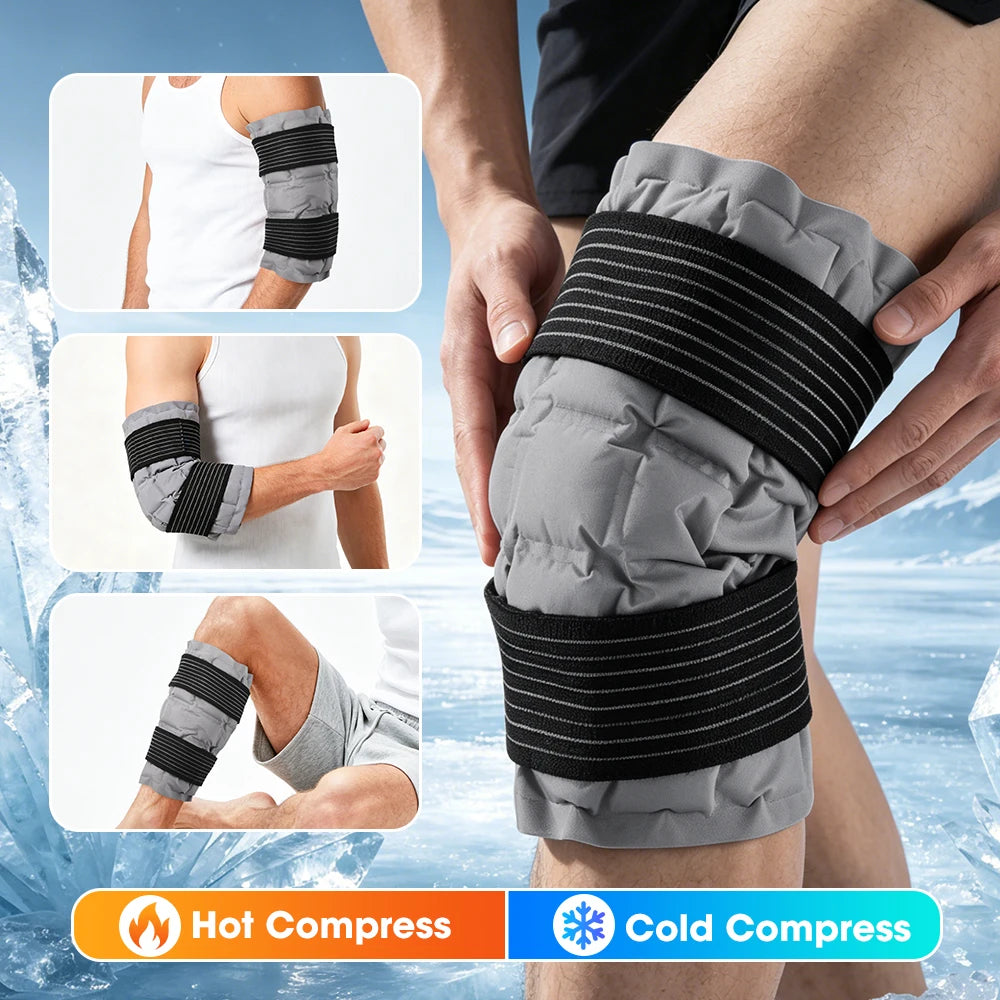 Reusable Self-Absorbing Water Knee Ice Pack Wrap for Injuries - Hot And Cold Compress Heated Sports Knee Pads for Recovery