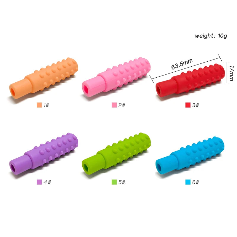 5PCS Silicone Pencil Topper Fun Silicone Baby Teether Pencil Cap Sensory Toy for Kids Children Autism ADHD Chew Tools