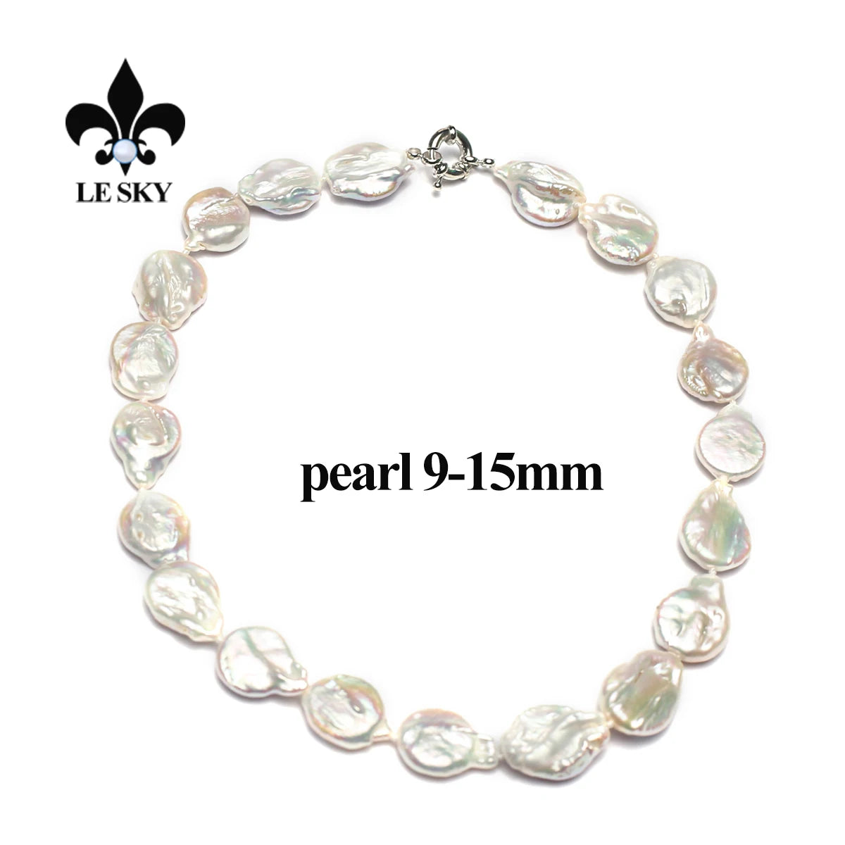 LE SKY Natural Freshwater Pearl Set Potato Shape Elasticity Pearl Bead Bracalet Necklace Earrings Wedding Party Accessories 8-9