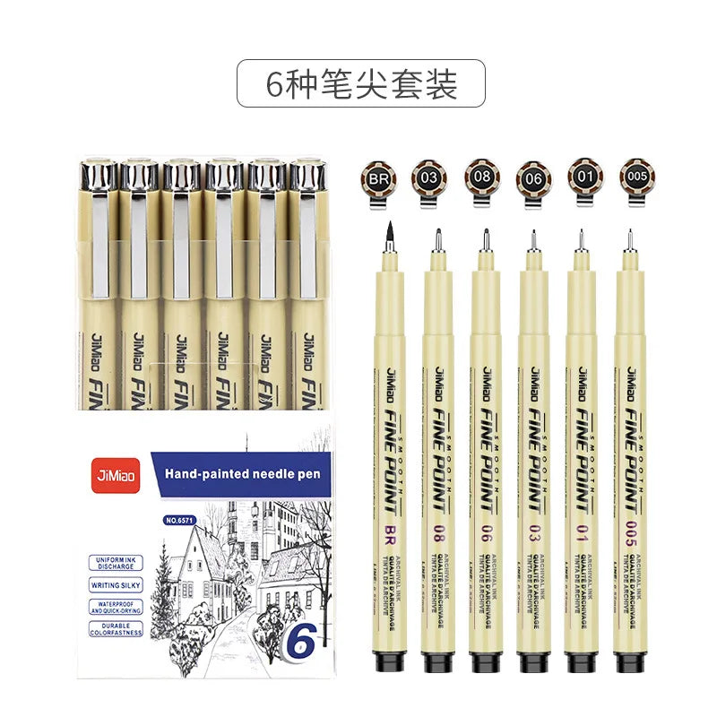 Professional 6/12pc Manga Art Marker Set Fine Line Sketch Pens for Drawing Illustration & Calligraphy Artist School Supplies Kit