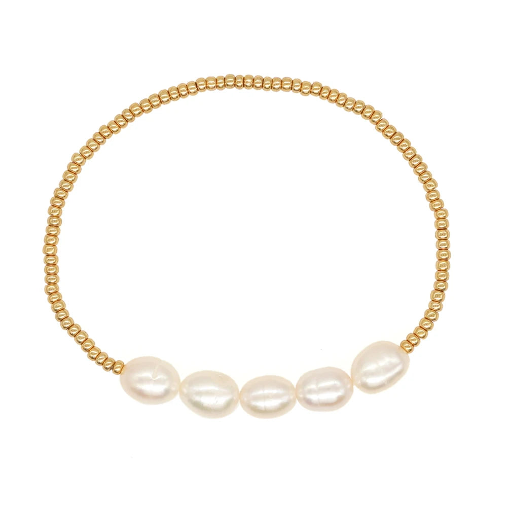 KKBEAD Natural Pearl Bracelet Set Jewelry for Women Gold Plated Miyuki Pulseras Mujer