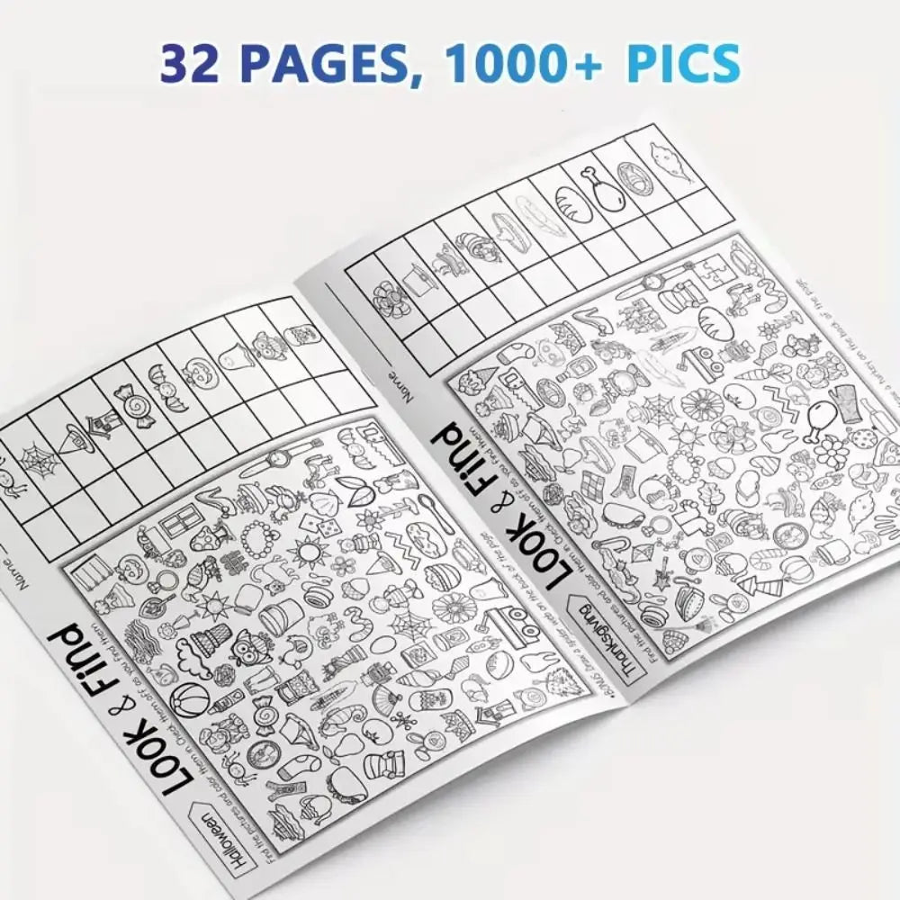 Children's Search Activity Book Kid Hidden Object Coloring Book Interactive Educational Matching Game Early Learning Puzzle Game