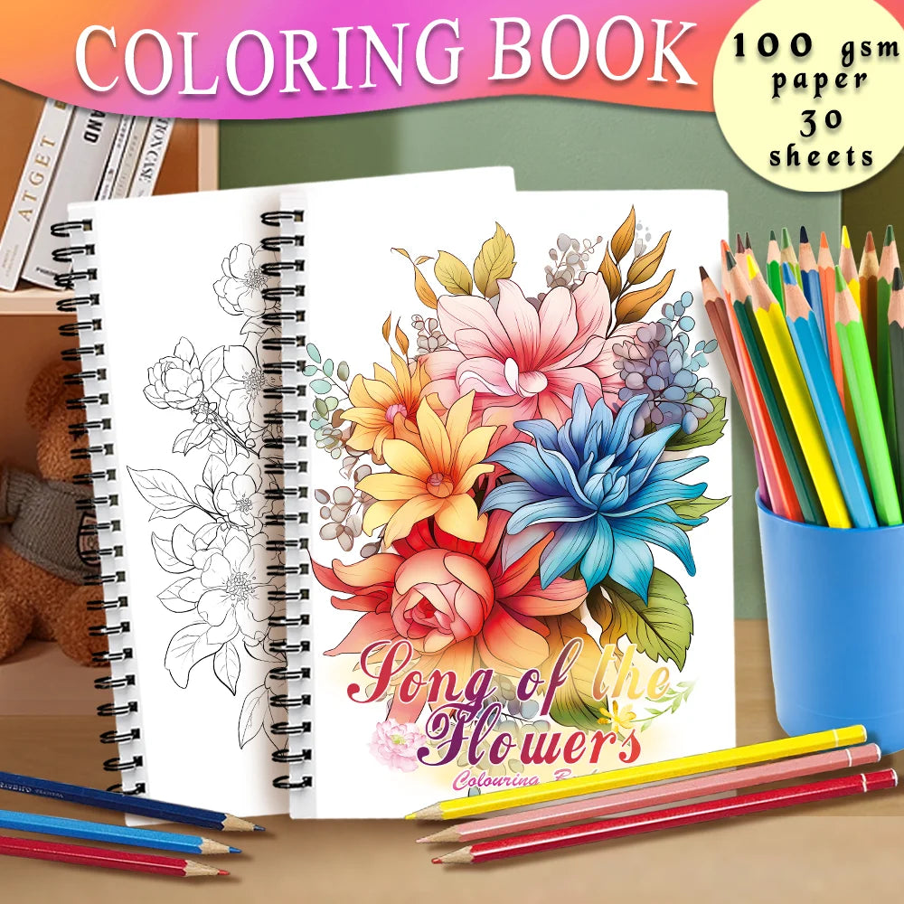 Women's Spiral Colouring Book - 30 Sheets 11.3x 8.3 inch, Stress Relief Colouring Book, Birthday Gift, Holiday Party Gift