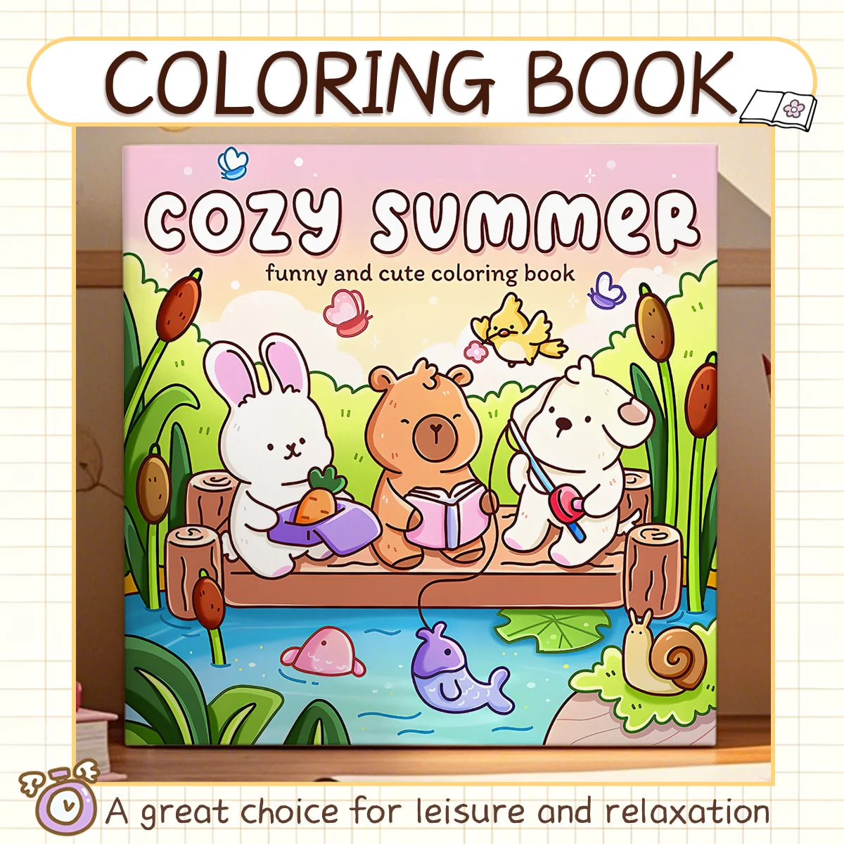 Cozy Summer funny and cute Coloring Book for Adults Cute Drawing Book Perfect Painting Gift for Party and Birthday