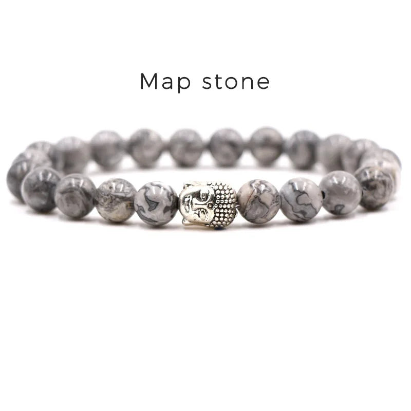 SANSHI Natural Stone Beads Bracelet For Women Men Amethysts Crystals Jewelry Agates Elastic Bangle Bracelets Gift