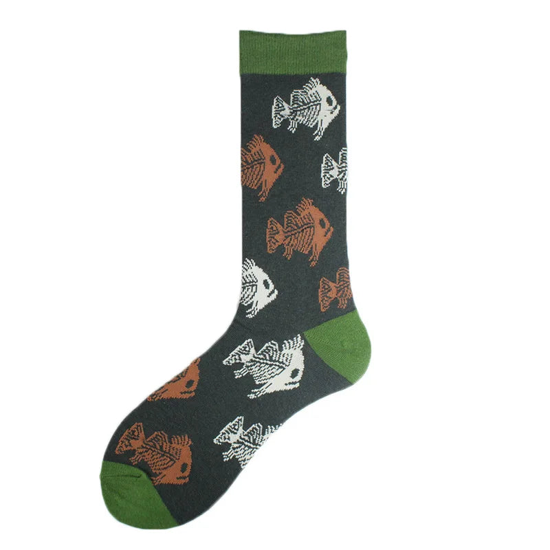 Happy Colorful Funny Socks Men Skateboard Shark Dinosaur Astronaut Planet Divertidos Hip Hop Sokken Harajuku Unisex Crew Socks
