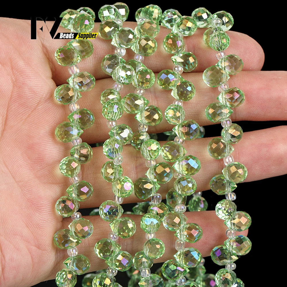 6mm Natural Stone Beads Green Waterdrop Crystal Loose Beads For Jewelry Making Handmade Diy Bracelet Accessories