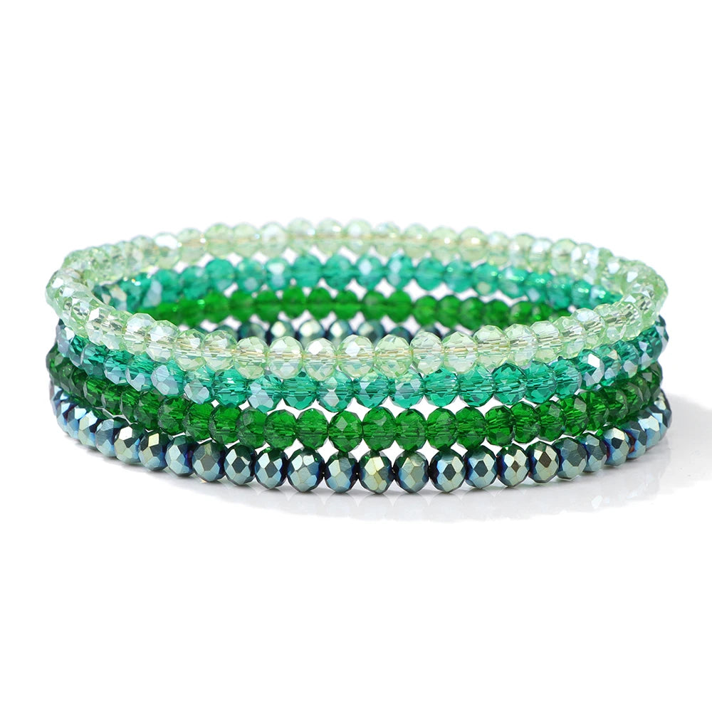 4Pcs/Set Crystal Bracelets For Women Girls Natural Stone Beads Bracelets Grey pink White blue series Crystal Fashion Jewelry