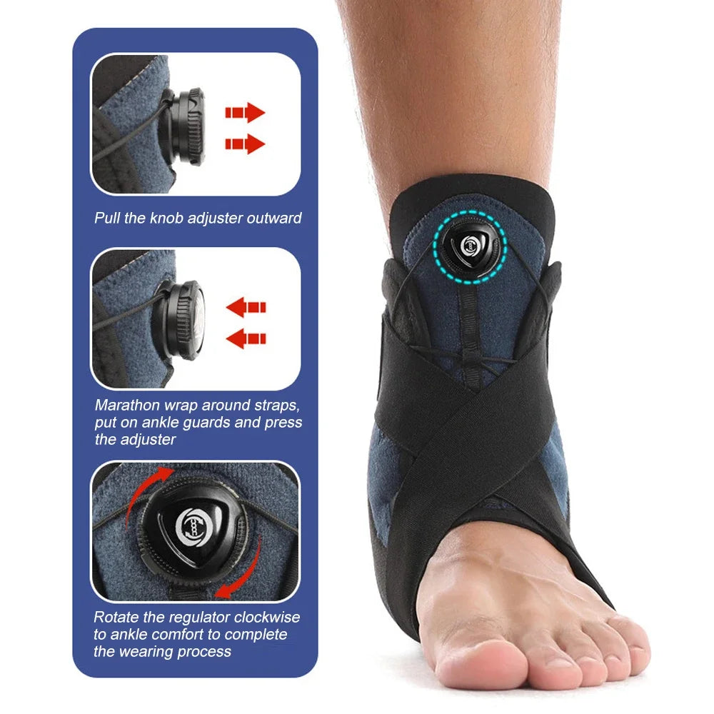 Adjustable Knob Maximum Ankle Support Brace for Sprained Ankle,Tendonitis,Achilles, Plantar Fasciitis, Swelling,Injury Recovery