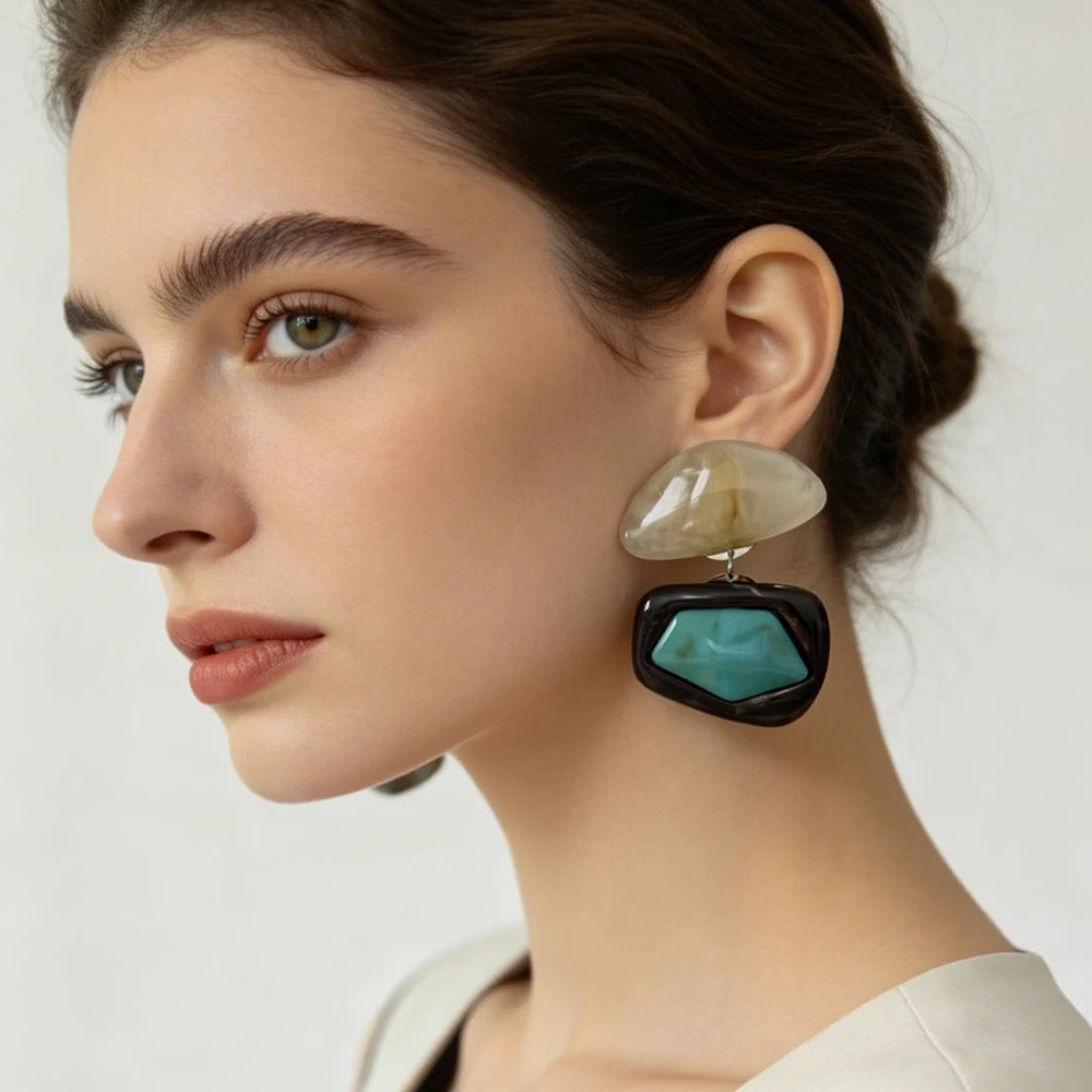 Vintage Summer Resin Drop Earrings For Women Acrylic Geometric Earrings Jewelry Gifts Accessories