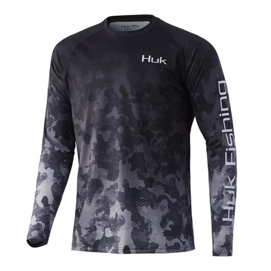 HUK Fishing Shirt Long Sleeve Uv Protection Man Outdoor Summer Fishing Clothing Performance Jersey Men's Fishing Apparel UPF 50+